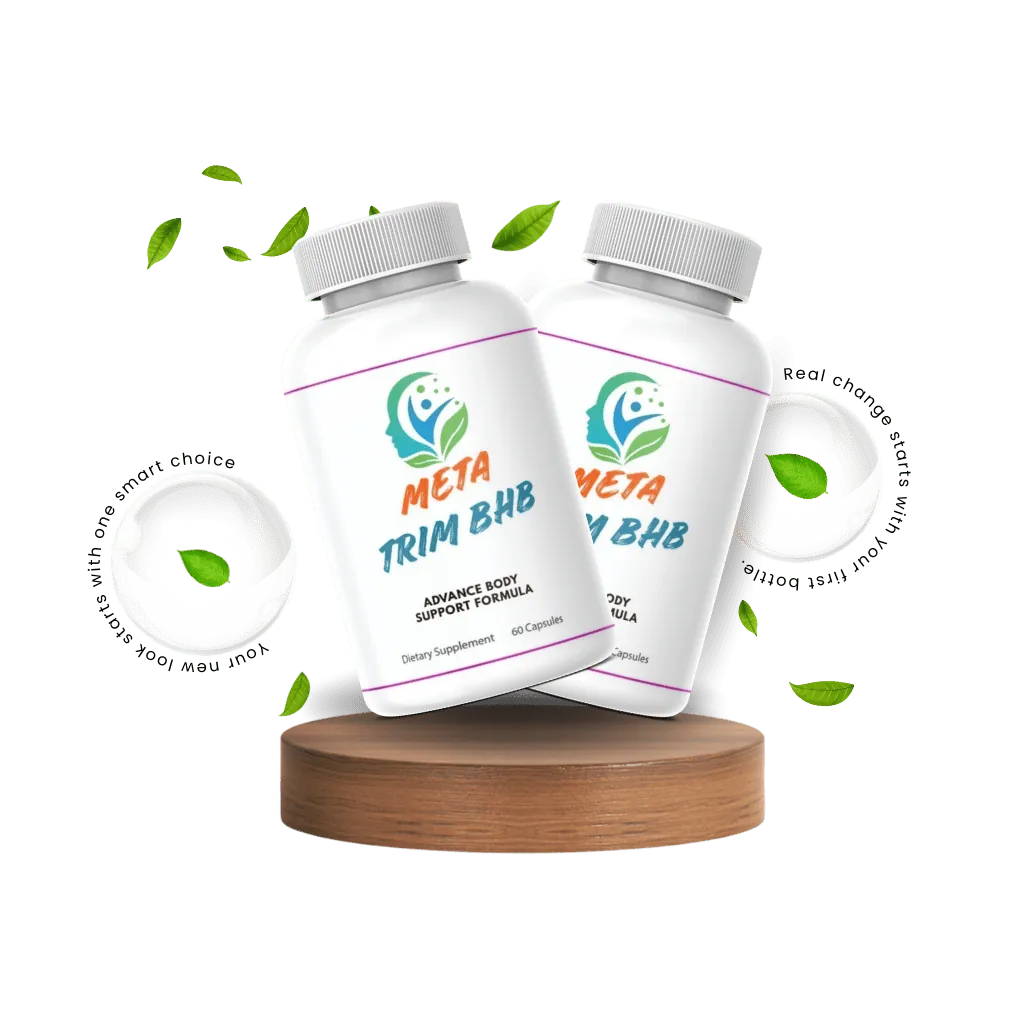 Meta Trim BHB dietary supplement, 2 bottles natural leaf display